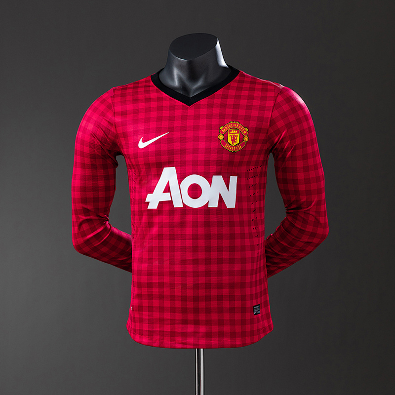 M-U 12/13 Home Long Sleeve Player Version Retro Jersey S-3XL