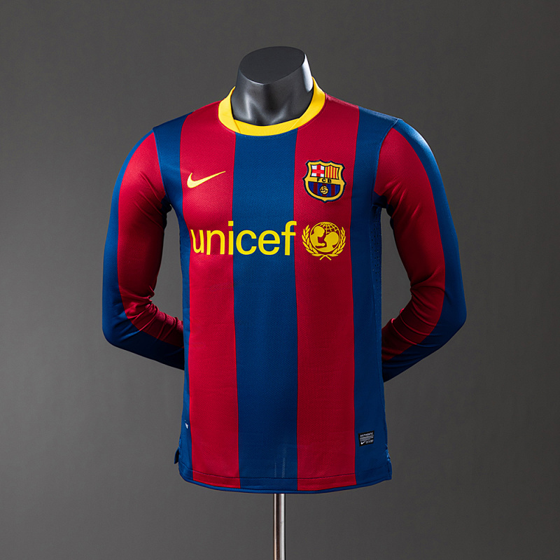 Barcelona 10/11 Home Long Sleeve Player Version Retro Jersey S-3XL