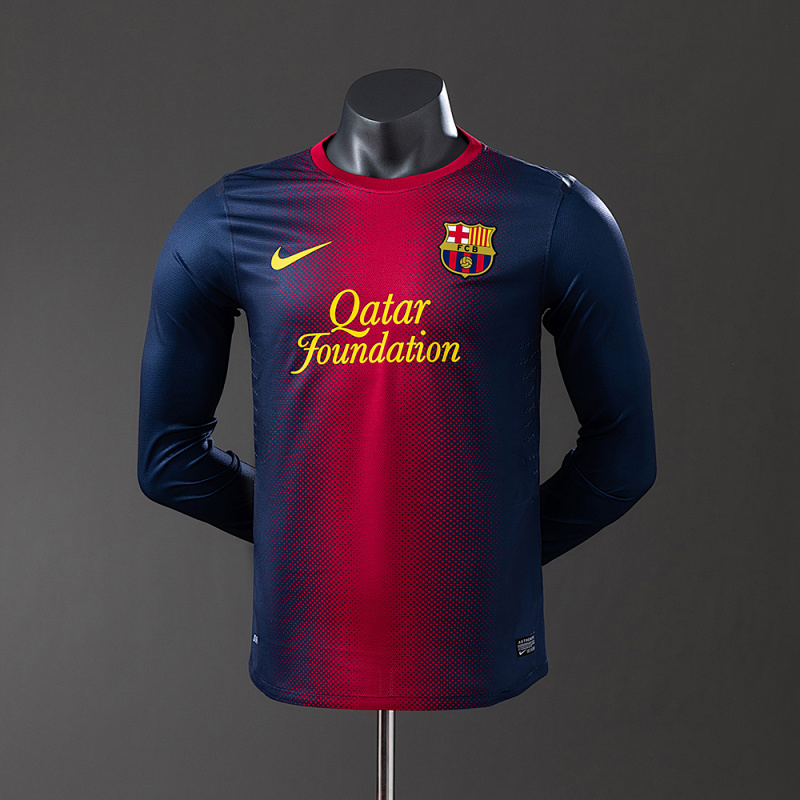 Barcelona 12/13 Home Long Sleeve Player Version Retro Jersey S-3XL