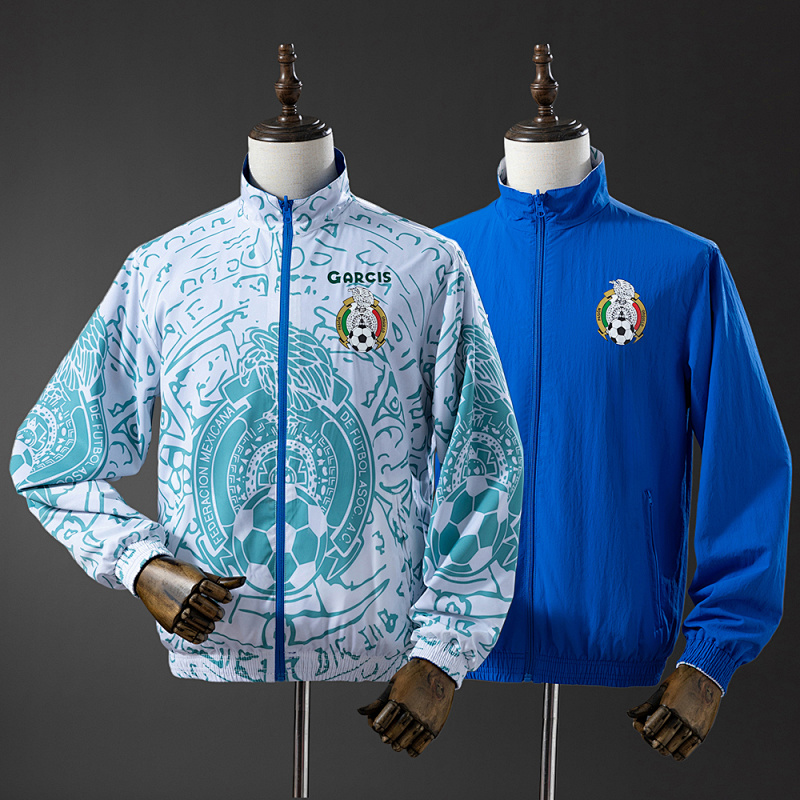 Mexico Reversible Jacket Windbreaker - White & Blue S-XXL