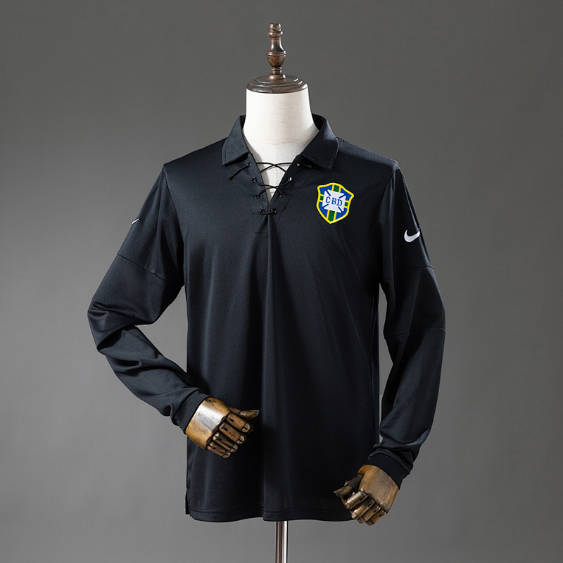 Brazil 2004 Special Edition Black Long Sleeve Retro Jersey S-XXL
