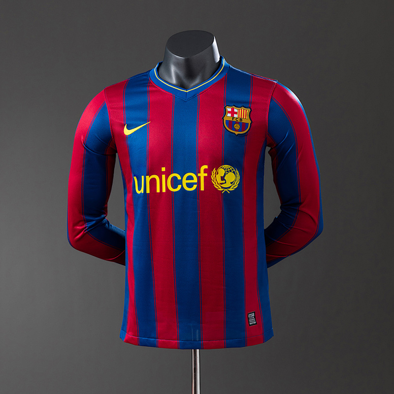 Barcelona 09/10 Home Long Sleeve Player Version Retro Jersey S-3XL