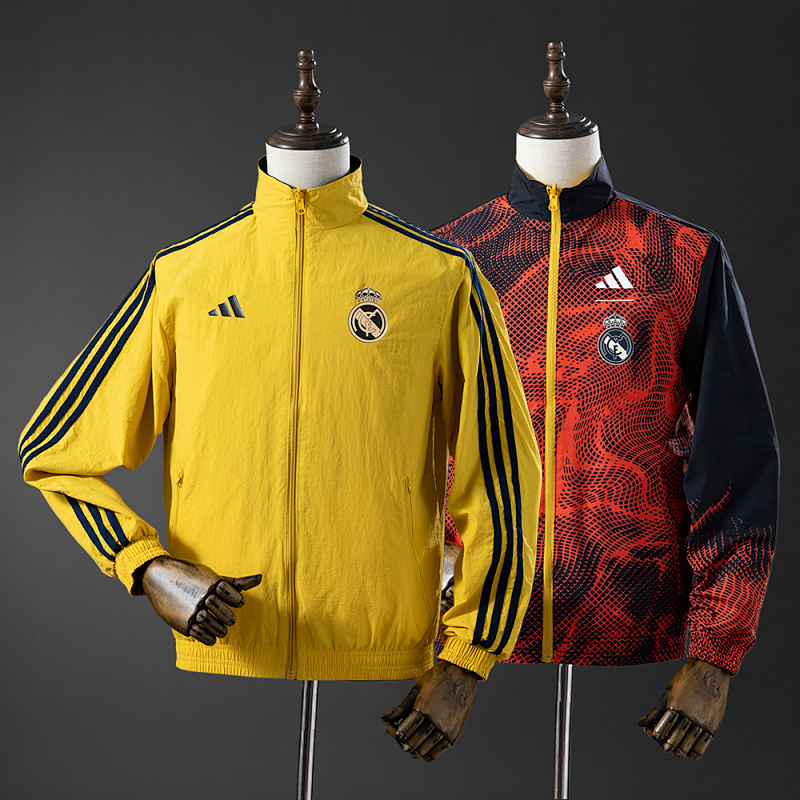 Real Madrid Reversible Jacket Windbreaker - Yellow & Red S-XXL