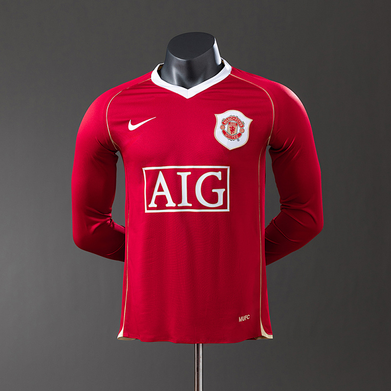 M-U 06/07 Home Long Sleeve Player Version Retro Jersey S-3XL
