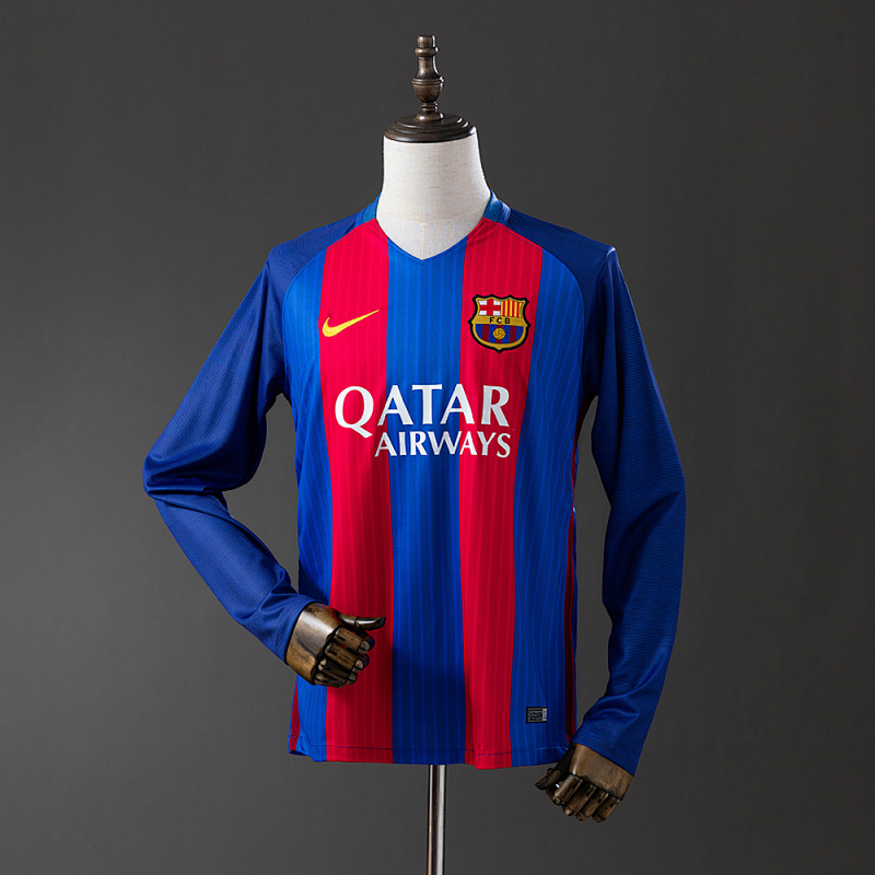 Barcelona 16/17 Home Long Sleeve Retro Jersey S-XXL
