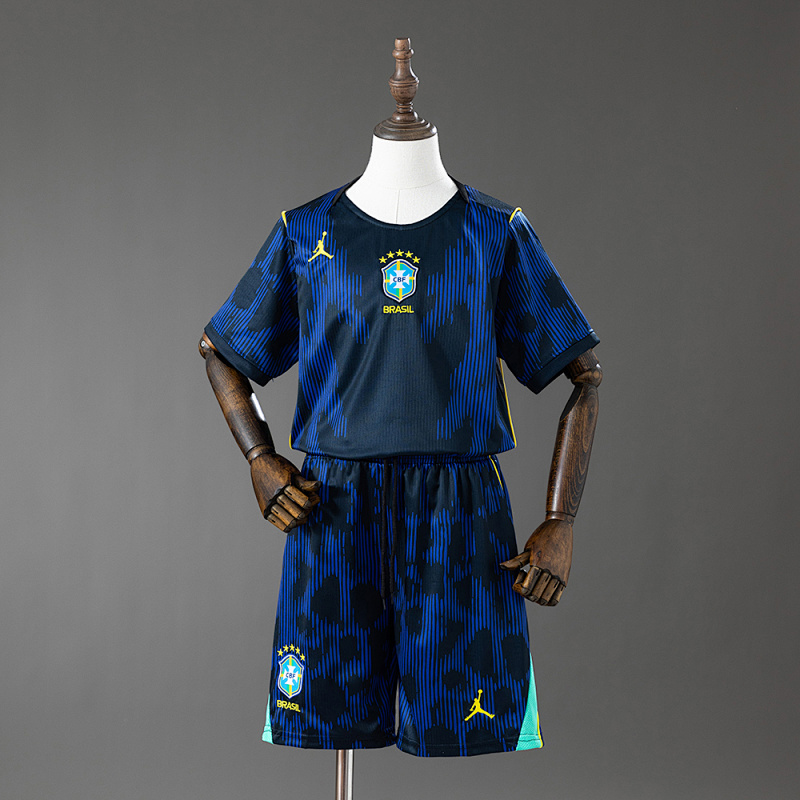 Brazil 2026 Away Kids Kit Jersey Size 16-28