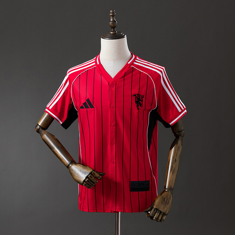 M-U 25/26 US Pack Full-Button Baseball Jersey Red