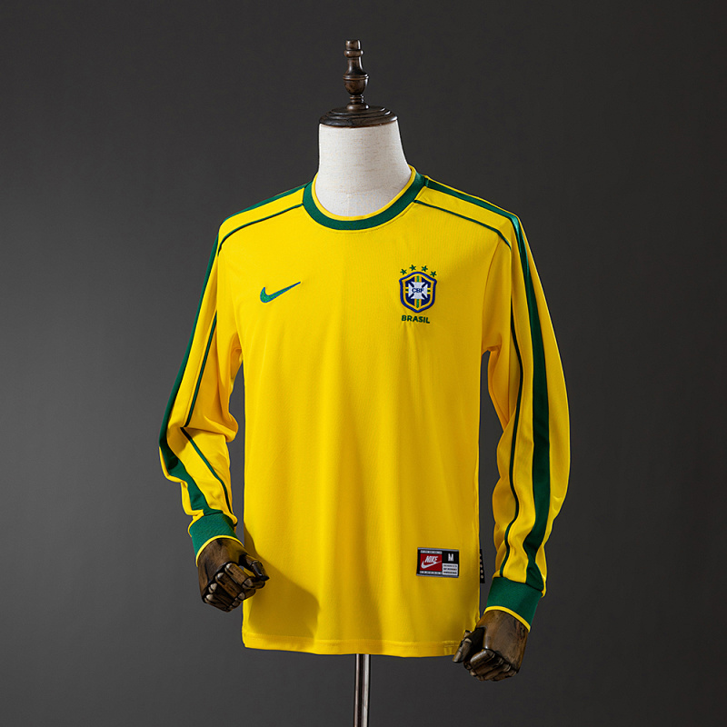 Retro Long Sleeve Brazil 1998 Home S-XXL