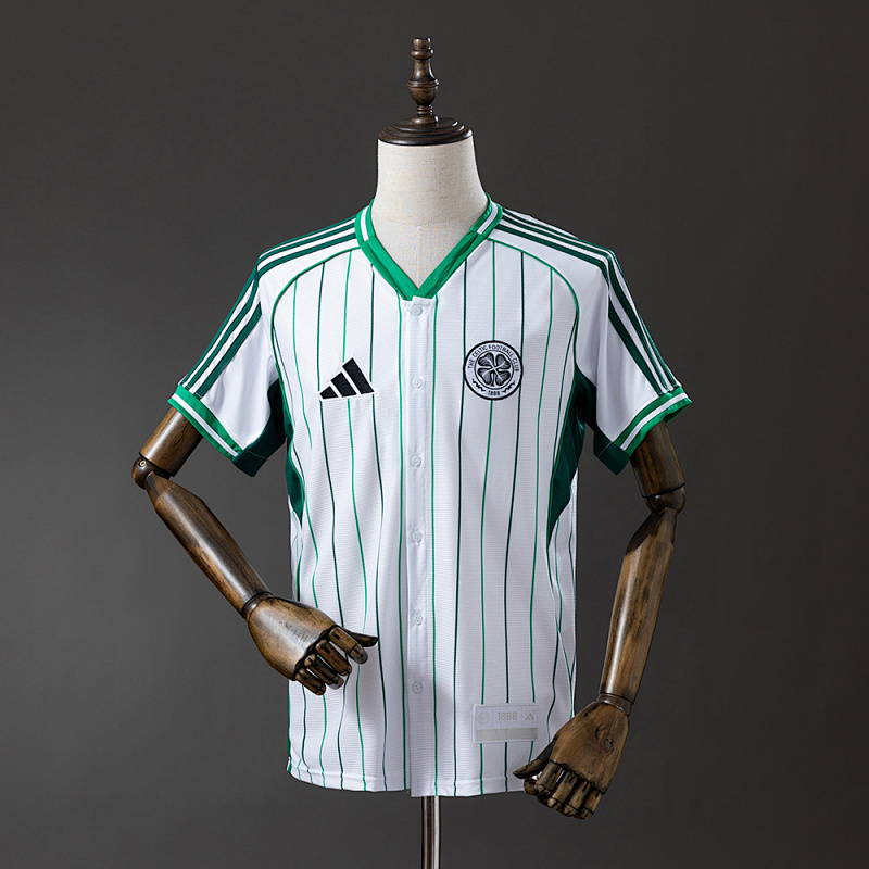 Celtic 25/26 US Pack Full-Button Baseball Jersey White S-XXL