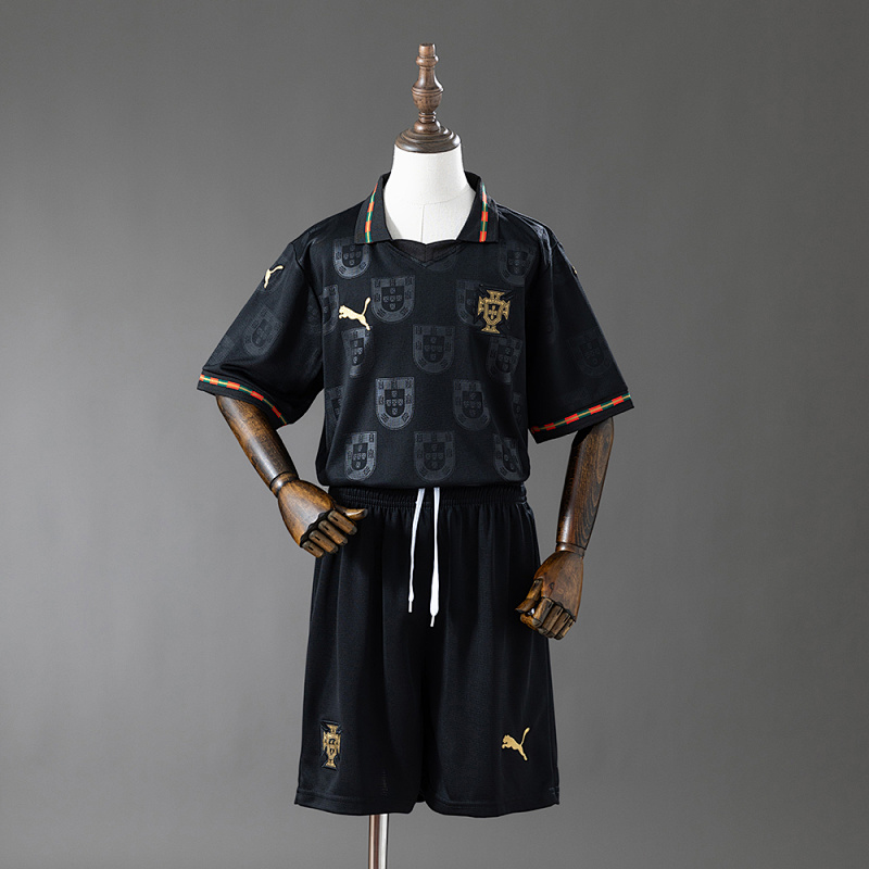 Portugal 2026 Black Kids Kit Jersey Size 16-28