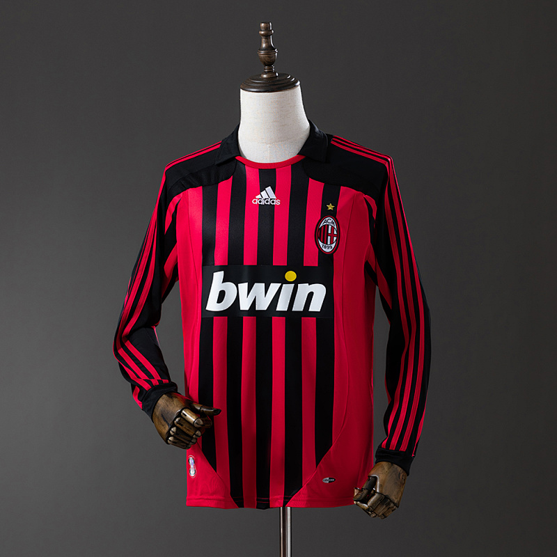 Retro Long Sleeve AC Milan 07/08 Home S-XXL
