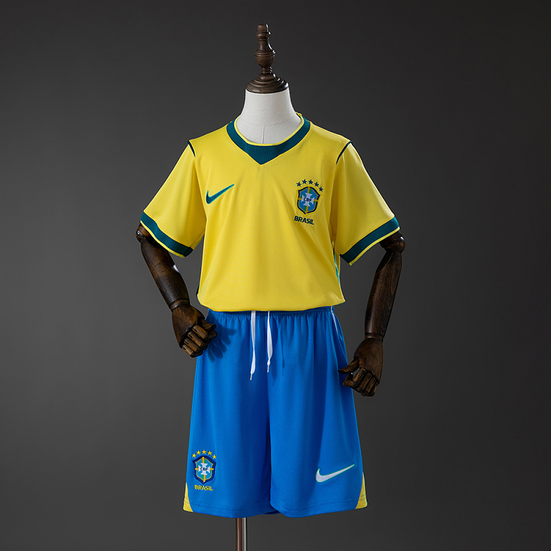 Brazil 2026 Home Kids Kit Jersey Size 16-28