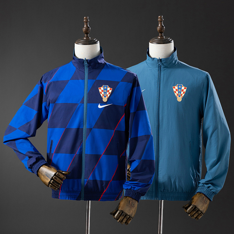 Croatian Reversible Jacket Windbreaker - Navy Blue & Sky Blue S-XXL