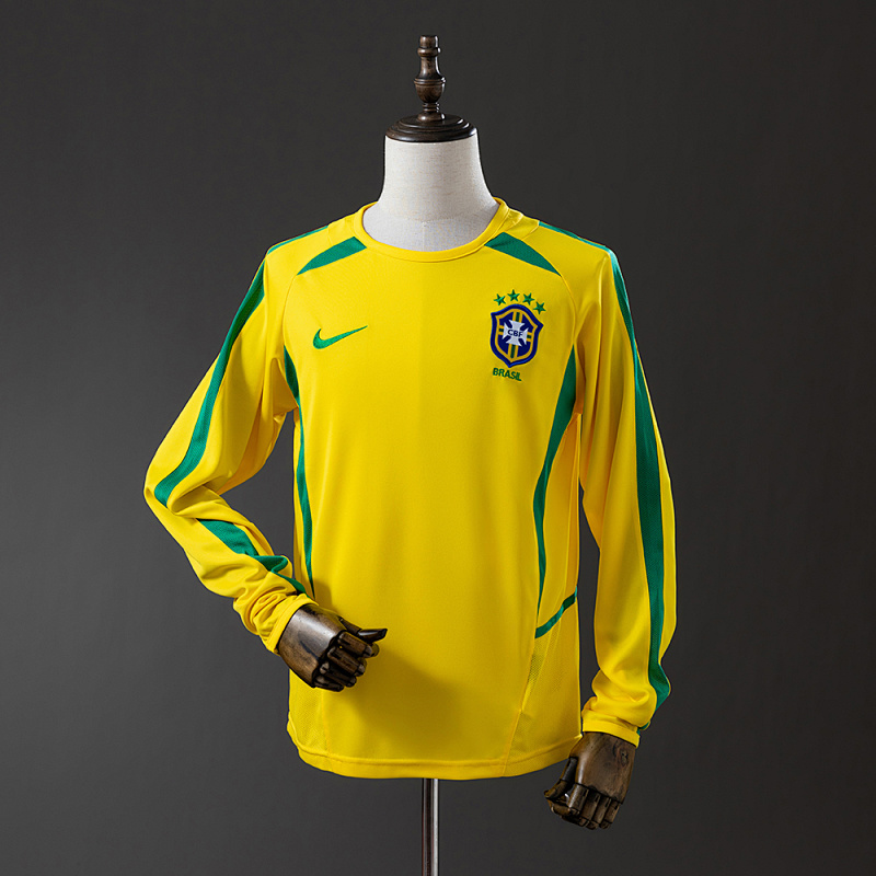Brazil 2002 Home Long Sleeve Retro Jersey S-XXL