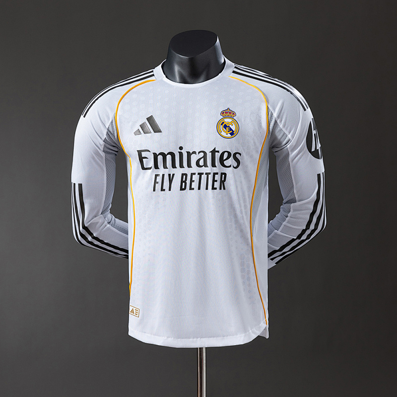 Real Madrid 25/26 Home Long Sleeve Player Version Jersey S-3XL